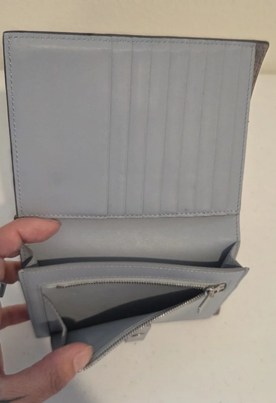 Céline Blue & Gray Two-Tone Leather Snap Wallet – COA Included